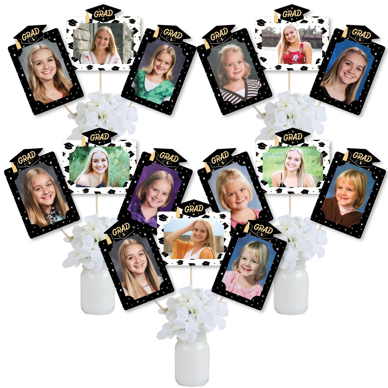 Big Dot of Happiness Goodbye High School, Hello College - Graduation Party Picture Centerpiece Sticks - Photo Table Toppers - 15 Pieces